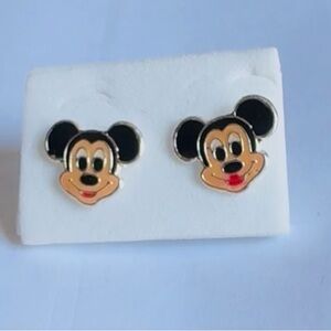 Mickey Mouse Black and Gold Kids Earrings 925 real silver